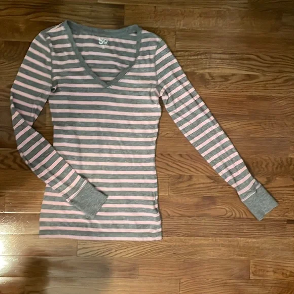 SO Striped Junior Girls Long Sleeve T-Shirt - Picture 1 of 5